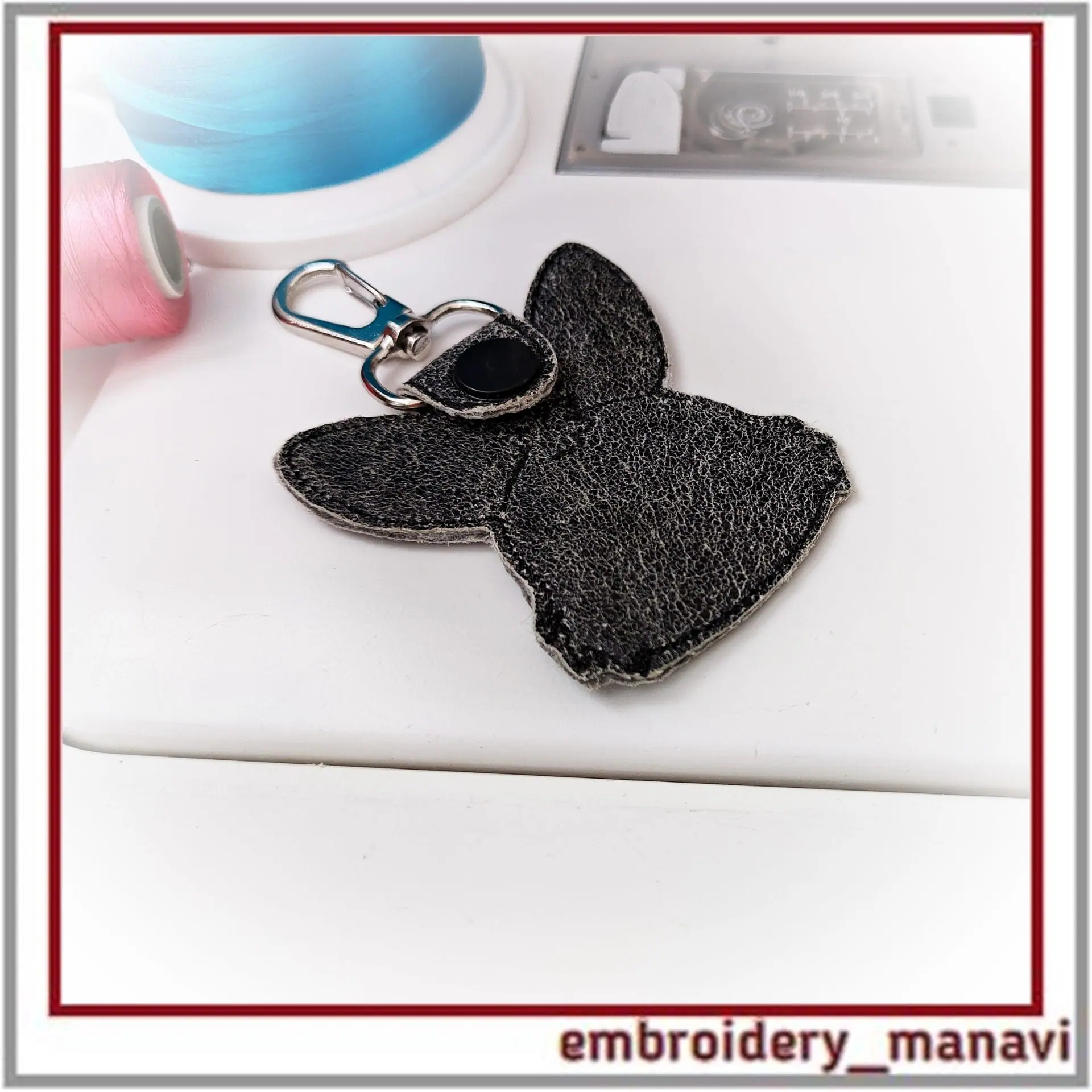 In the hoop Keychain Jolly Bunny embroidery design ITH key fob - Crealandia