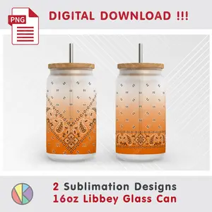 2 Paisley Bandana Patterns – 16oz Libbey Can Sublimation.