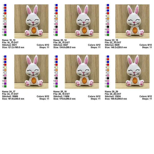 Ith Patterns ITH pattern Cute Bunny toy In The Hoop machine embroidery design