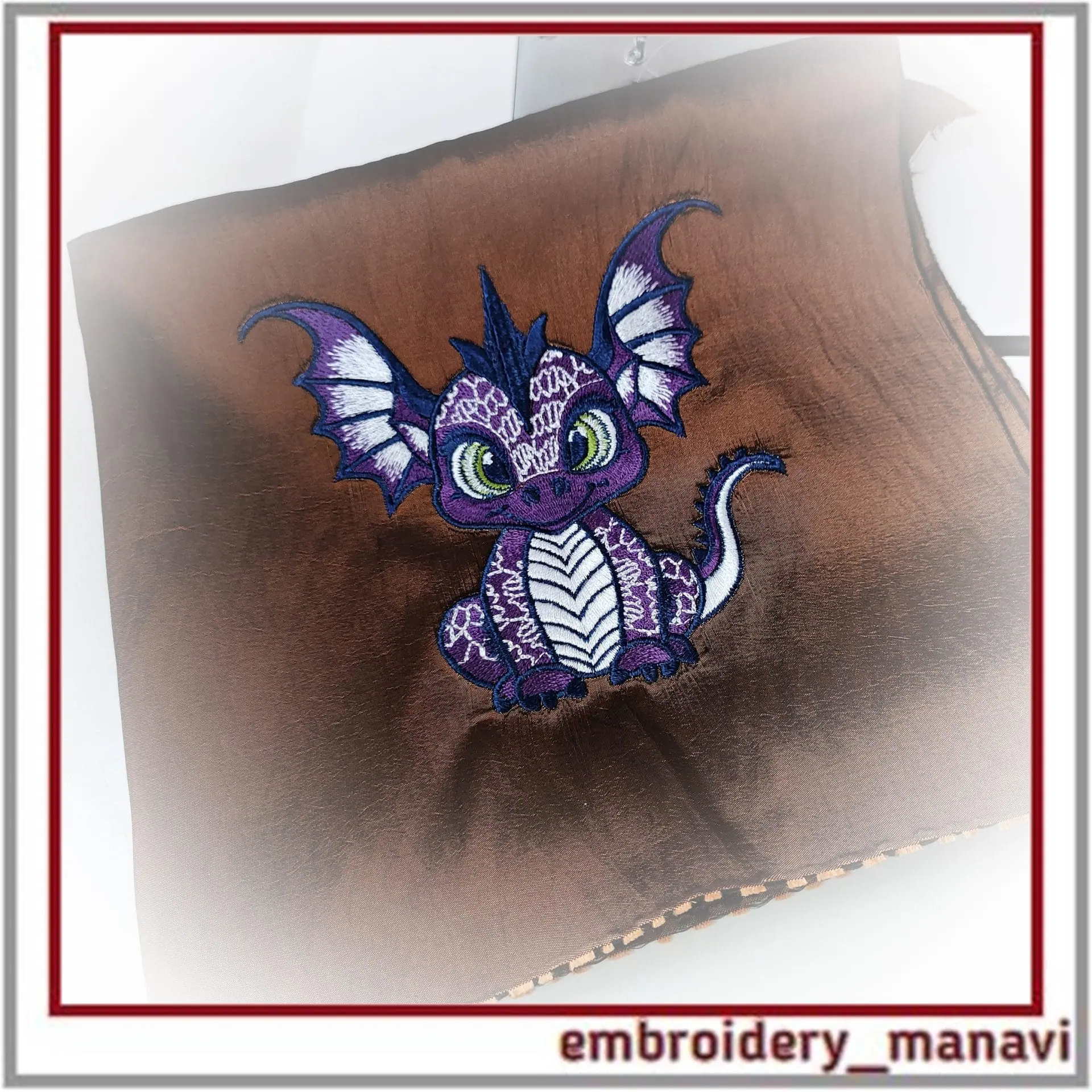 Purple Dragon art Digital Machine Embroidery Design 3 Purple Dragon art Digital Machine Embroidery Design - Image 3