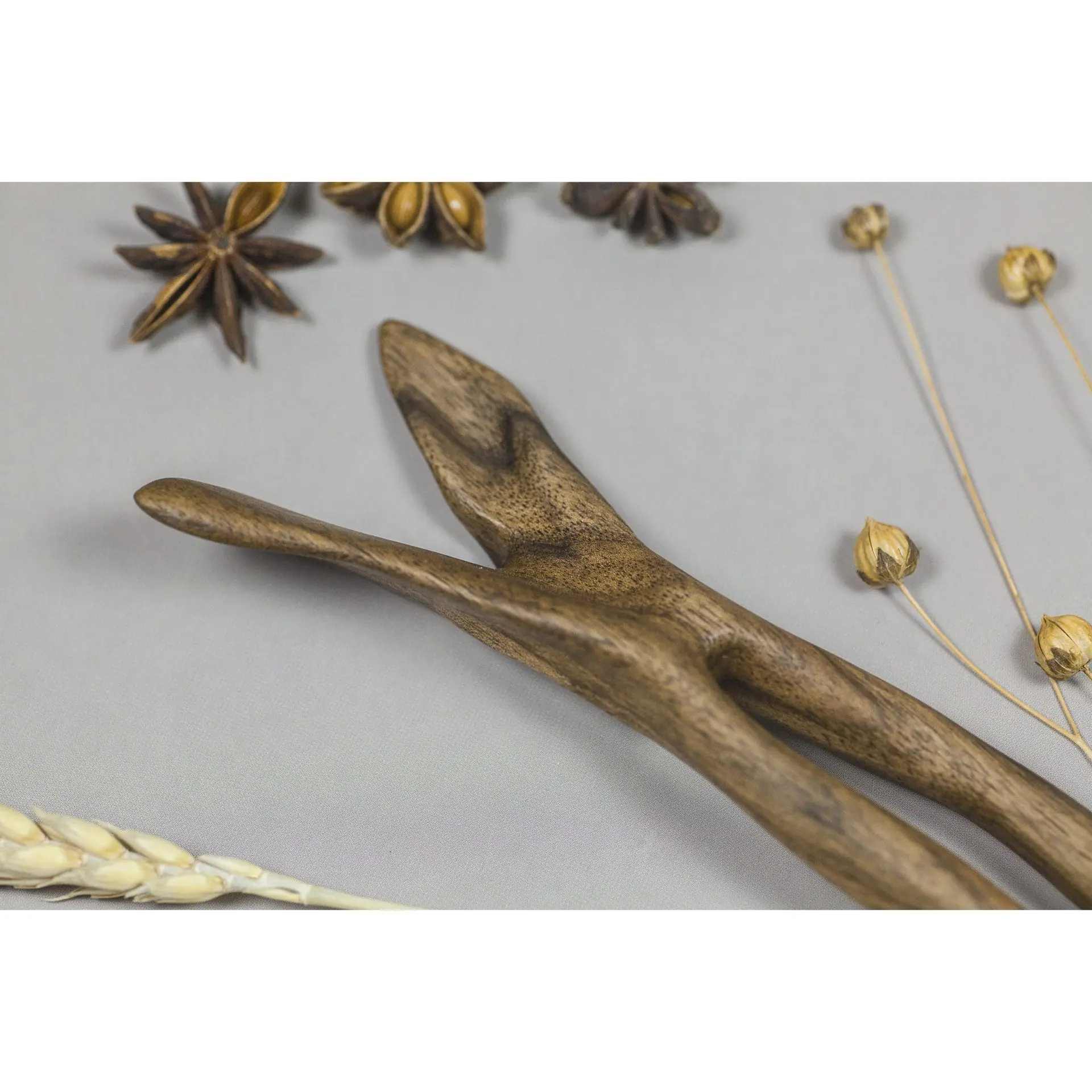 Wooden Hairpin (material - Walnut) Hand Made Carving 3 Wooden Hairpin (material - Walnut) Hand Made Carving - Image 3