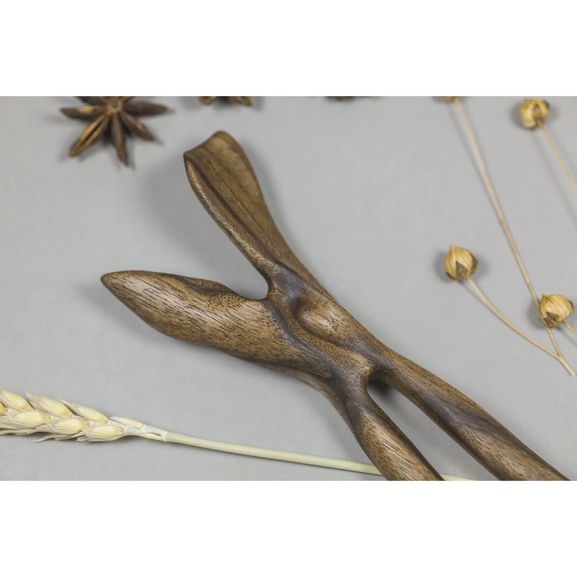 Wooden Hairpin (material - Walnut) Hand Made Carving 2 Wooden Hairpin (material - Walnut) Hand Made Carving - Image 2