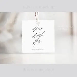 Mockup tag,Mockup wedding tag, square tag,0097