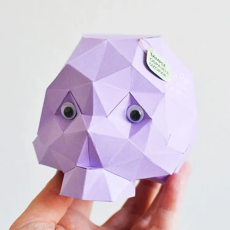DIY Paper Skull 3D Papercraft template PDF Crealandia