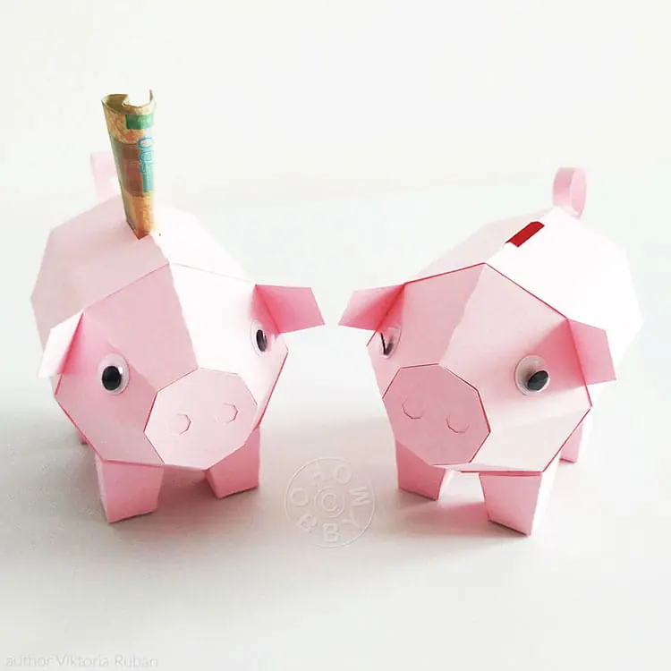 diy-paper-piggy-bank-3d-papercraft-template-pdf-crealandia for Free Printable Piggy Bank Template DIY Paper Piggy Bank, 3D Papercraft template PDF - Crealandia for Free Printable Piggy Bank Template