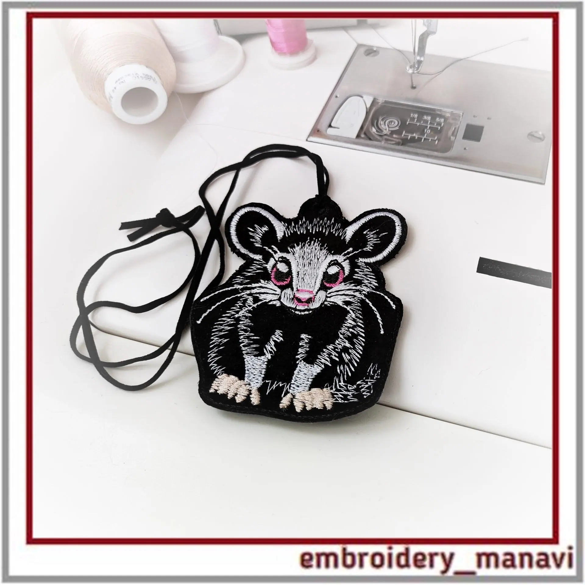 In The Hoop patch with cute Opossum and classic embroidery 2 In The Hoop patch with cute Opossum and classic embroidery - Image 2