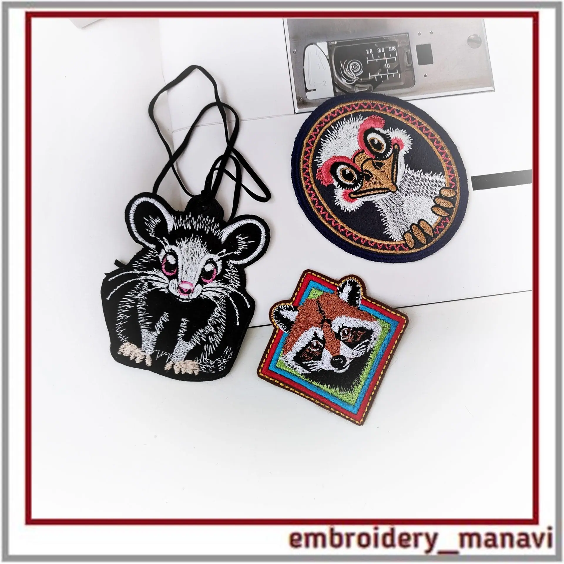 In The Hoop patch with cute Opossum and classic embroidery 6 In The Hoop patch with cute Opossum and classic embroidery - Image 6