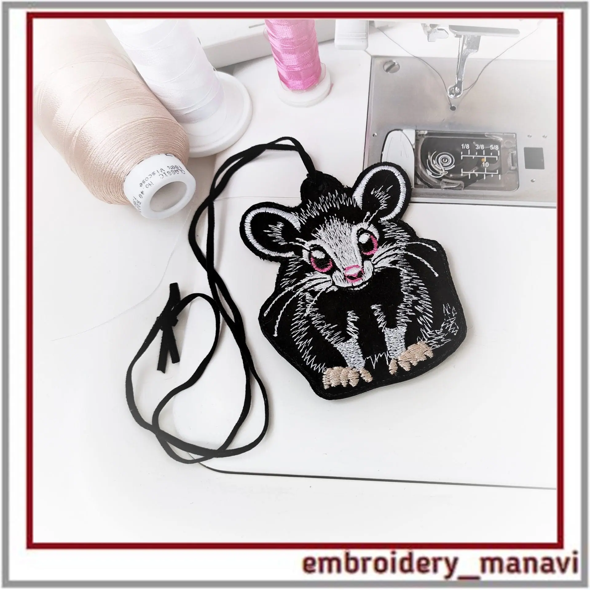 In The Hoop patch with cute Opossum and classic embroidery 4 In The Hoop patch with cute Opossum and classic embroidery - Image 4