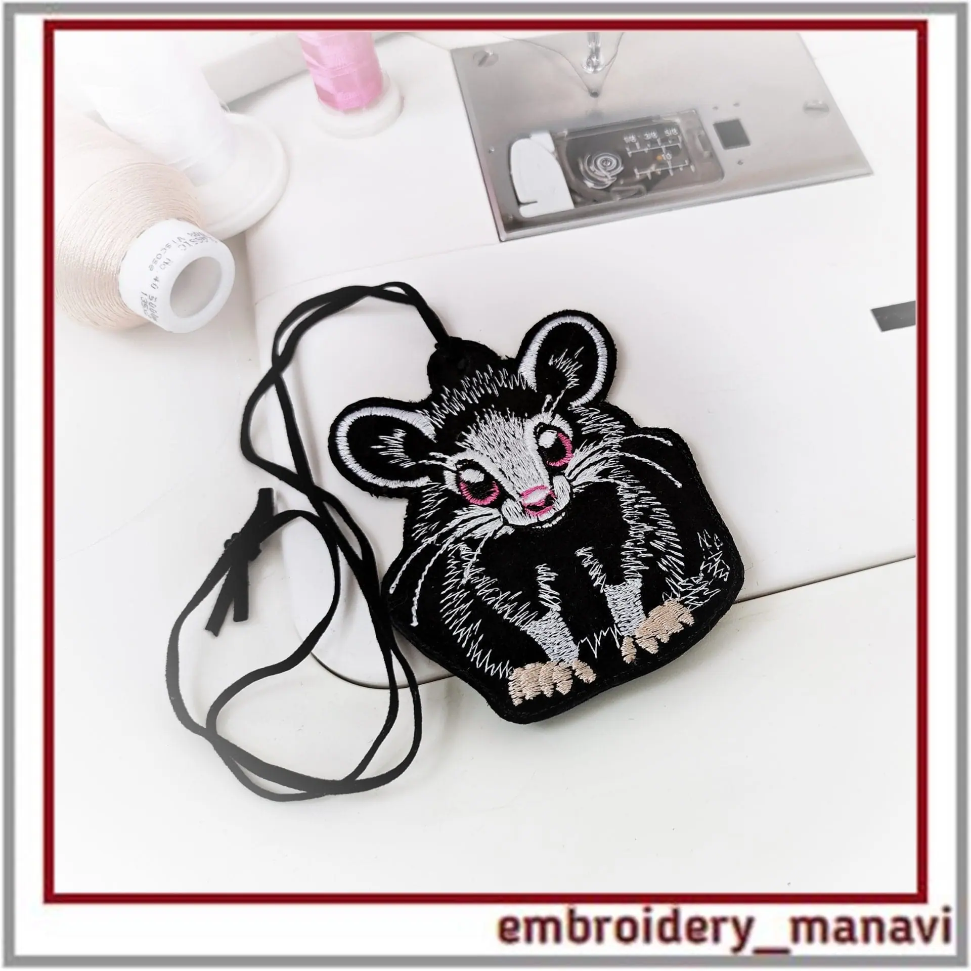 In The Hoop patch with cute Opossum and classic embroidery 3 In The Hoop patch with cute Opossum and classic embroidery - Image 3