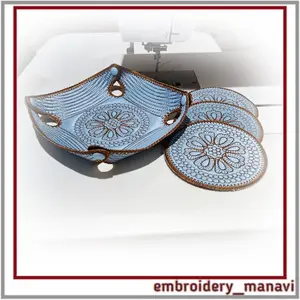 In the hoop embroidery design vase and cup holders quilting