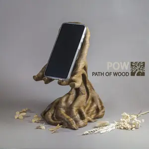 Wooden Phone Holder (material - oak) Hand Made Carving
