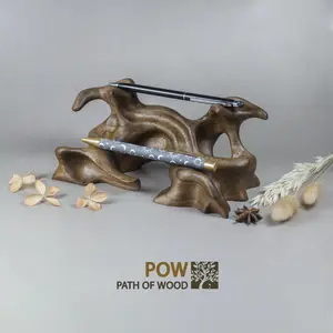 Wooden 2 Pen Holder (material – Walnut) Hand Made Carving