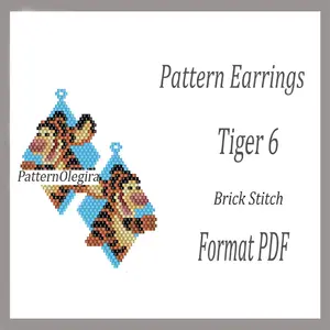 Tiger 6 bead earrings pattern Tiger beading patterns Olegirabeadpatterns