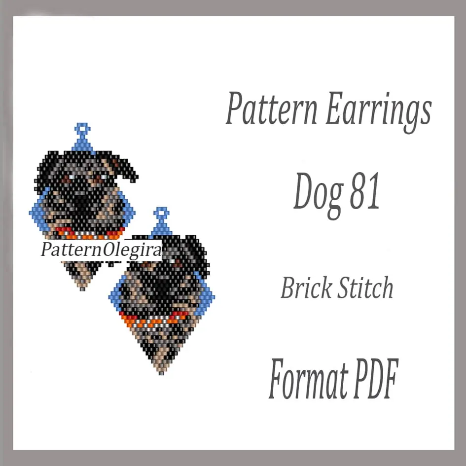 DOG 81 Earrings beading pattern Brick stitch pattern 1 Dog 81 bead pattern Dog earrings pattern Beading patterns Olegirabeadpatterns