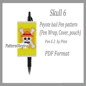 Skull 6 bead pattern Skull bead pen wraps Skull bead cover pen Beading patterns Olegirabeadpatterns