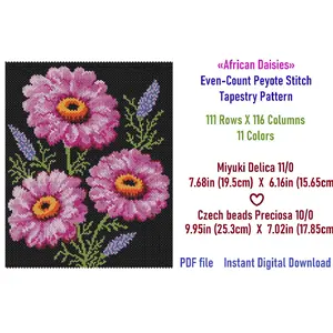 Even-Count Peyote Stitch Beaded Tapestry, Banner, Postcard
