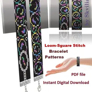 Soap bubbles Cuff Bracelet patterns Loom-Square Stitch