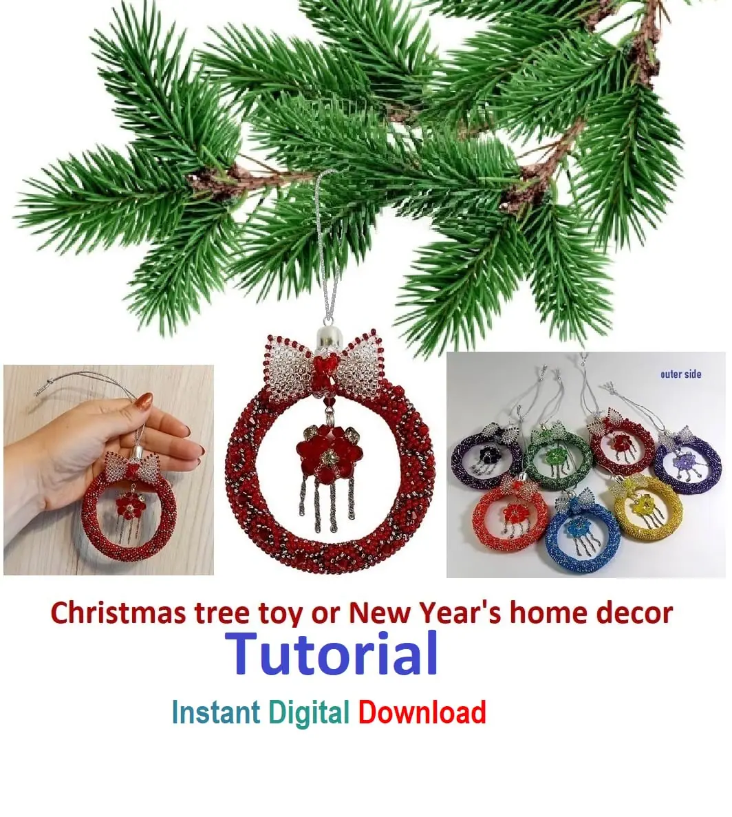 Tutorial Beading Christmas tree decoration,New Year's 1 Tutorial Beading Christmas tree decoration,New Year's