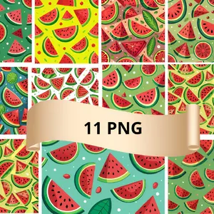 Digital paper watermelon, Seamless watermelon pattern