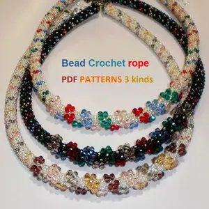 Slim Bead Crochet rope patterns"Bows"set