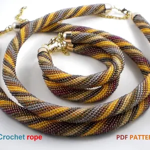Bead crochet rope pattern «Diagonal strips»