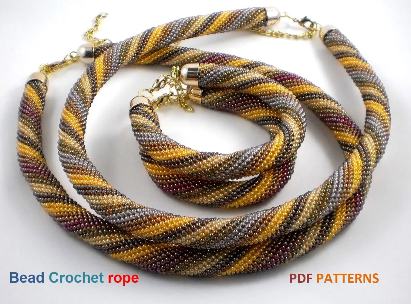 Bead crochet rope pattern «Diagonal strips» 1 Bead crochet rope pattern «Diagonal strips»