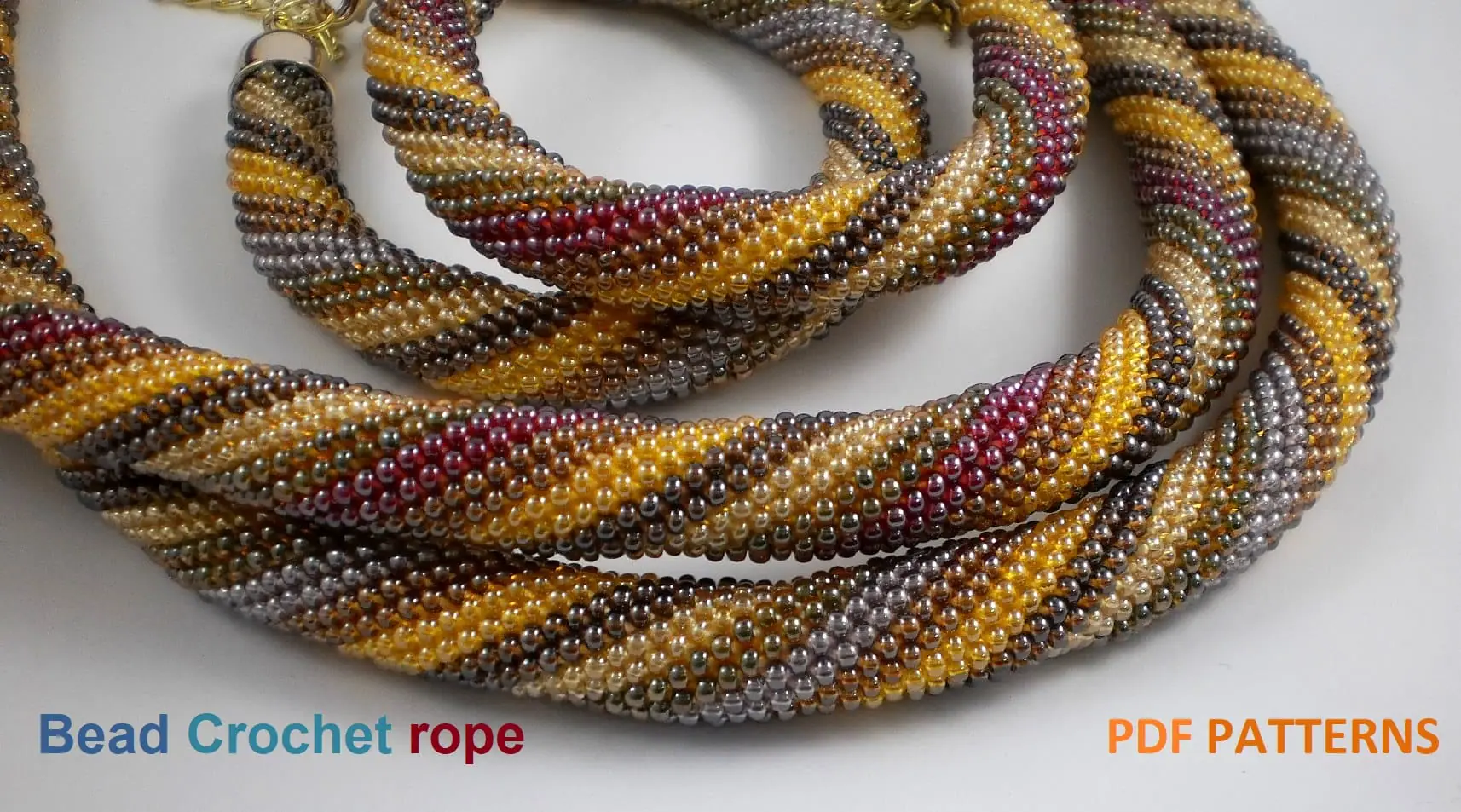 Bead crochet rope pattern «Diagonal strips» 2 Bead crochet rope pattern «Diagonal strips» - Image 2