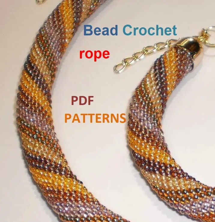 Bead crochet rope pattern «Diagonal strips» 3 Bead crochet rope pattern «Diagonal strips» - Image 3