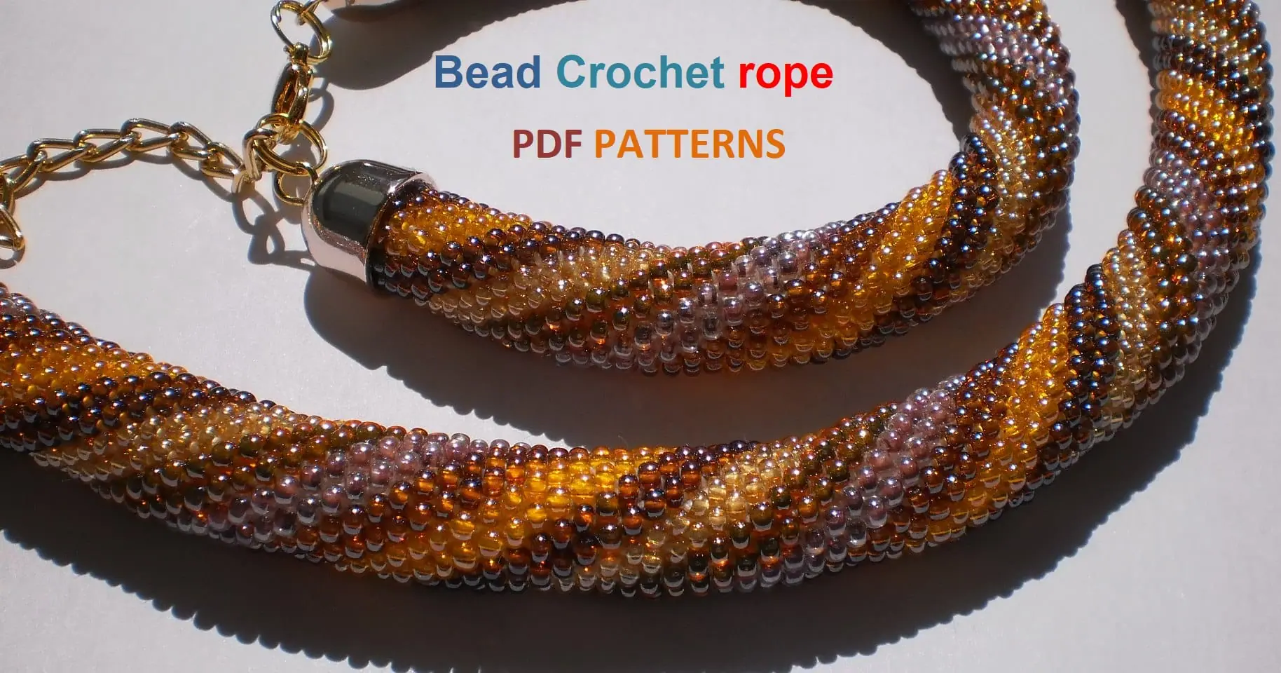Bead crochet rope pattern «Diagonal strips» 4 Bead crochet rope pattern «Diagonal strips» - Image 4
