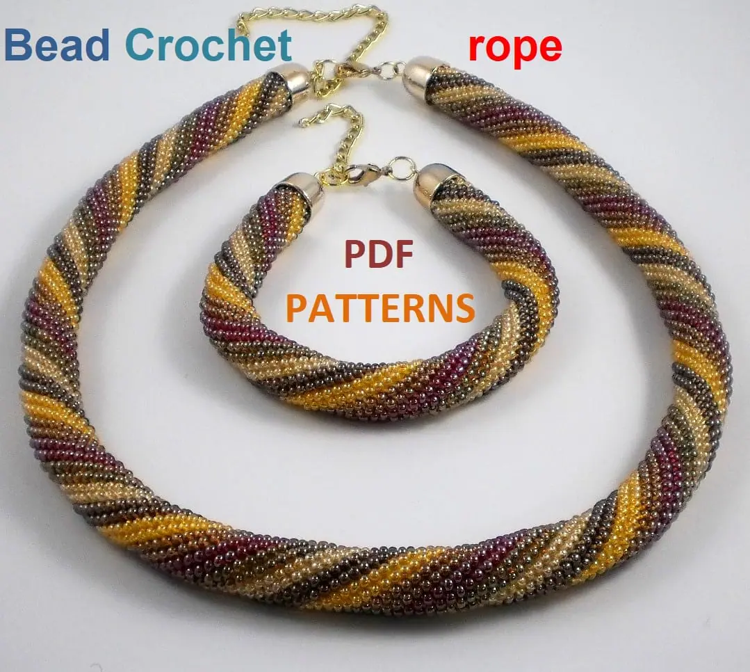 Bead crochet rope pattern «Diagonal strips» 7 Bead crochet rope pattern «Diagonal strips» - Image 7