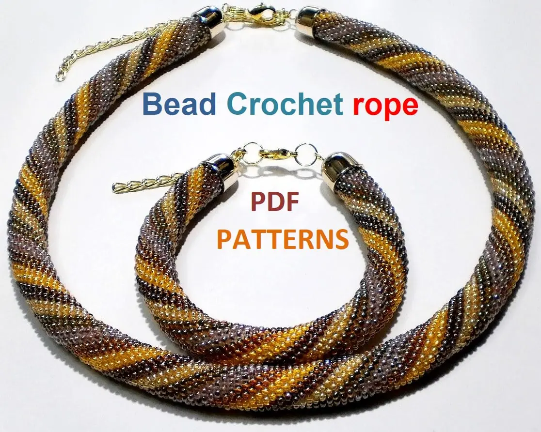 Bead crochet rope pattern «Diagonal strips» 8 Bead crochet rope pattern «Diagonal strips» - Image 8