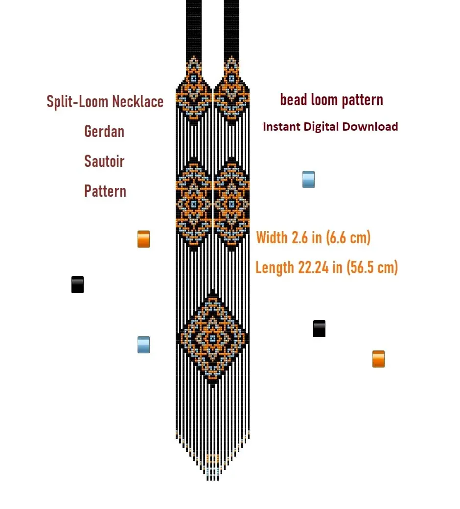 Bead loom pattern «Harmony» Sautoir-Gerdan-Split-Loom 2 Bead loom pattern «Harmony» Sautoir-Gerdan-Split-Loom - Image 2