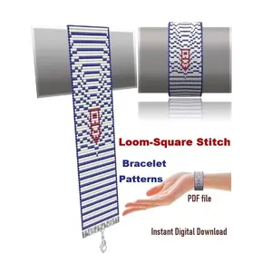 Cuff Bracelet patterns Loom-Square Stitch