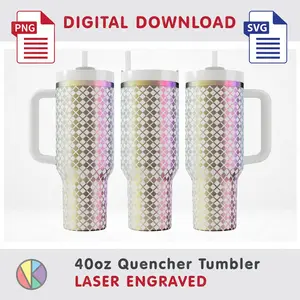Abstract Pattern – Laser Engraved – 40oz Quencher Tumbler.