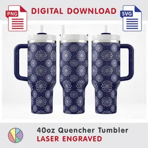 Abstract Pattern – Laser Engraved – 40oz Quencher Tumbler.