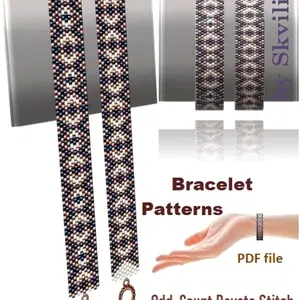 Cuff Bracelet Odd Count Peyote Stitch, Bead Patterns