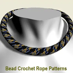 Bead crochet rope pattern «Chain links». PDF fail