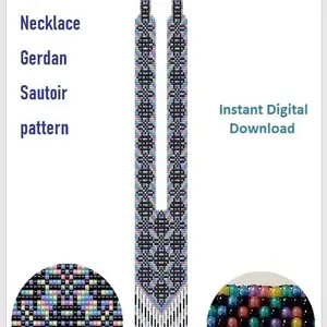 Bead pattern Sautoir-Gerdan-Split-Loom Necklace