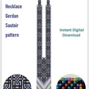 Bead pattern Sautoir-Gerdan-Split-Loom Necklace