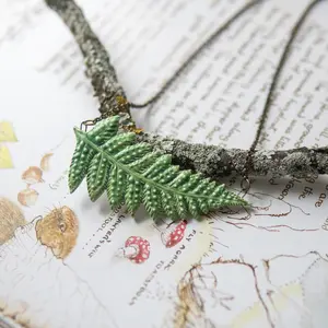 Ceramic fern botanical necklace