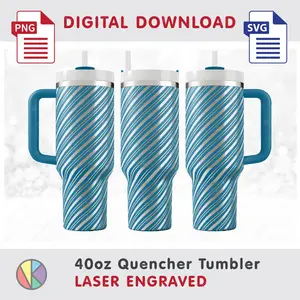 Christmas Pattern – Laser Engraved – 40oz Quencher Tumbler.