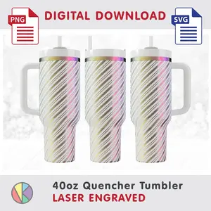 Christmas Pattern – Laser Engraved – 40oz Quencher Tumbler.