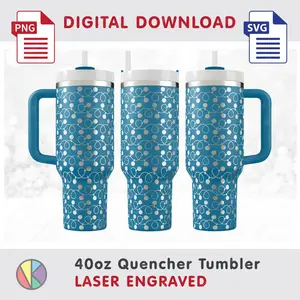Christmas Pattern – Laser Engraved – 40oz Quencher Tumbler.