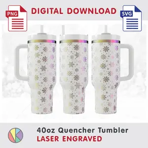 Christmas Pattern – Laser Engraved – 40oz Quencher Tumbler.