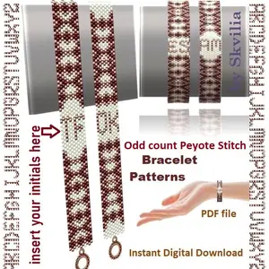 Cuff Bracelet Odd-Count Peyote Stitch, Bead Patterns
