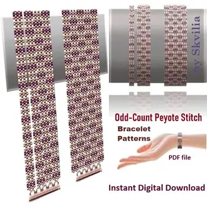 Cuff Bracelet Odd-Count Peyote Stitch, Bead Patterns