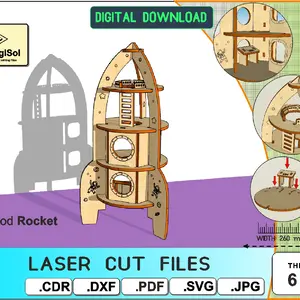 3D Wooden Rocket Kit Toy
