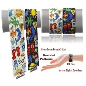 Cuff Bracelet Even- Count Peyote Stitch, Bead Patterns