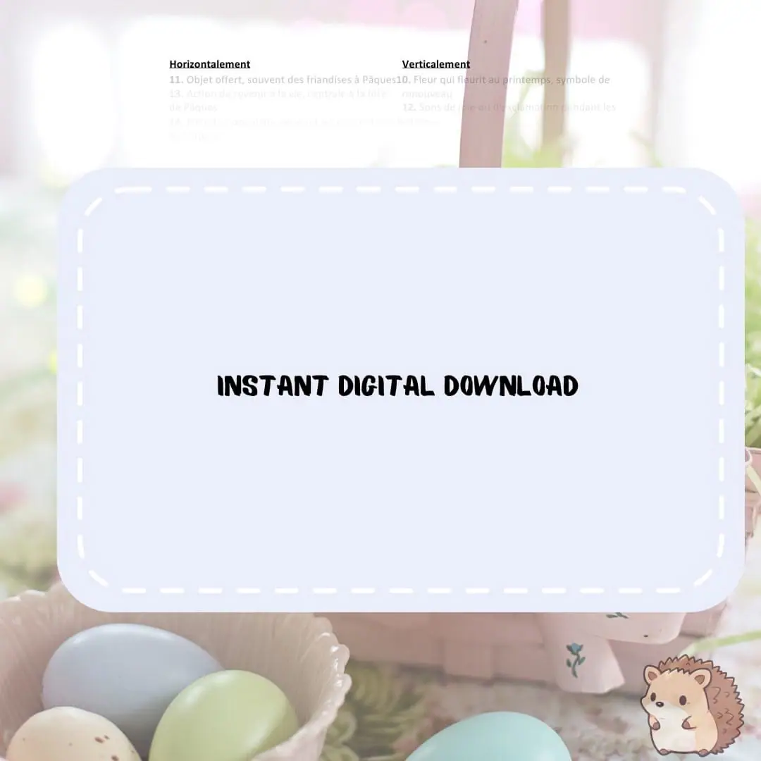 Crossword puzzle printable on the theme of easter in french 