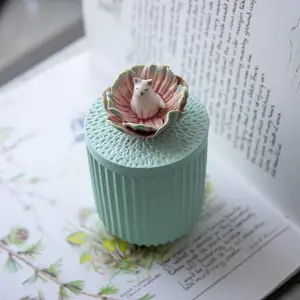 Whimsical Cat In the Flower Candle